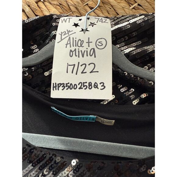 Alice and Olivia Silk Blouse Women's Small All Over Sequin Short Sleeve - Picture 3 of 6